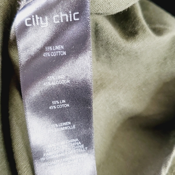 City Chic Linen Cotton Blazer Dress XXL/24 Olive Green Double-breasted Pockets - Picture 13 of 15
